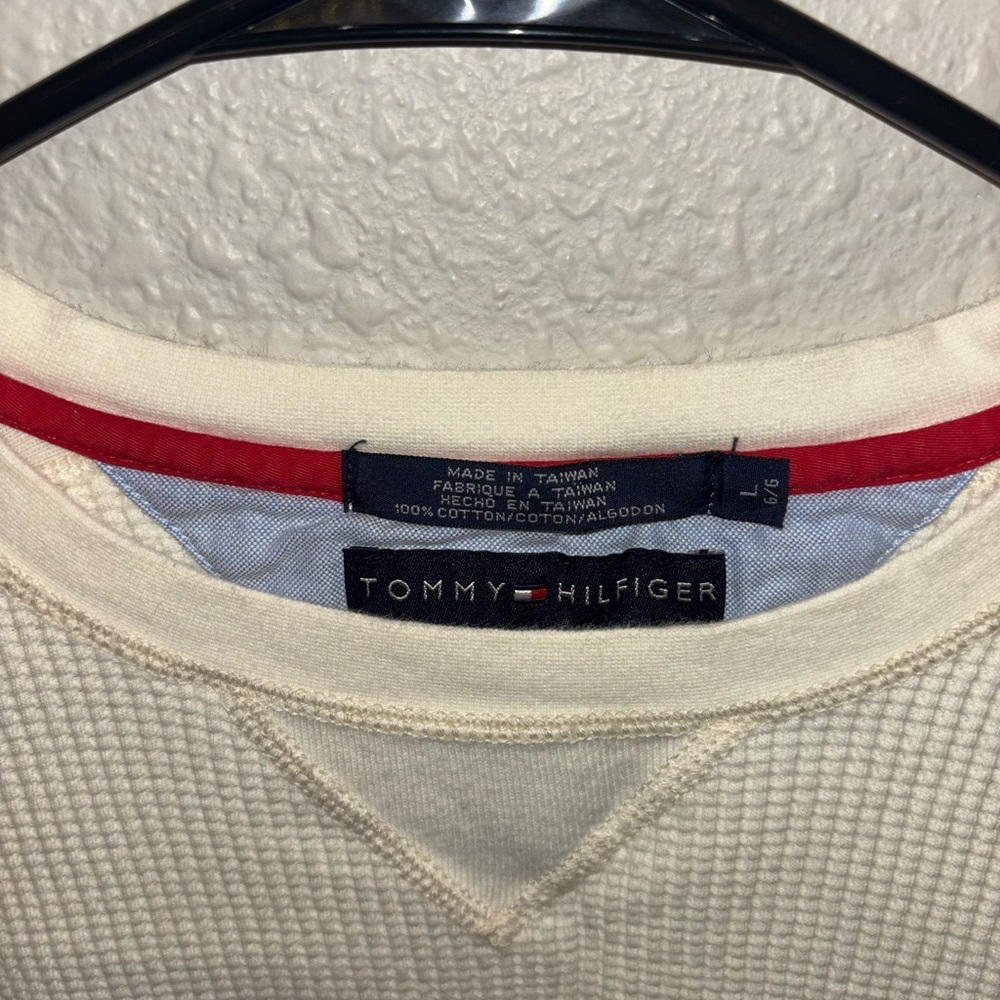 Tommy Hilfiger Men's Off-White Crewneck Sweater Size Large - Picture 2 of 3
